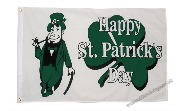 Happy St Patrick's Day (White) 3ft x 2ft Flag - CLEARANCE